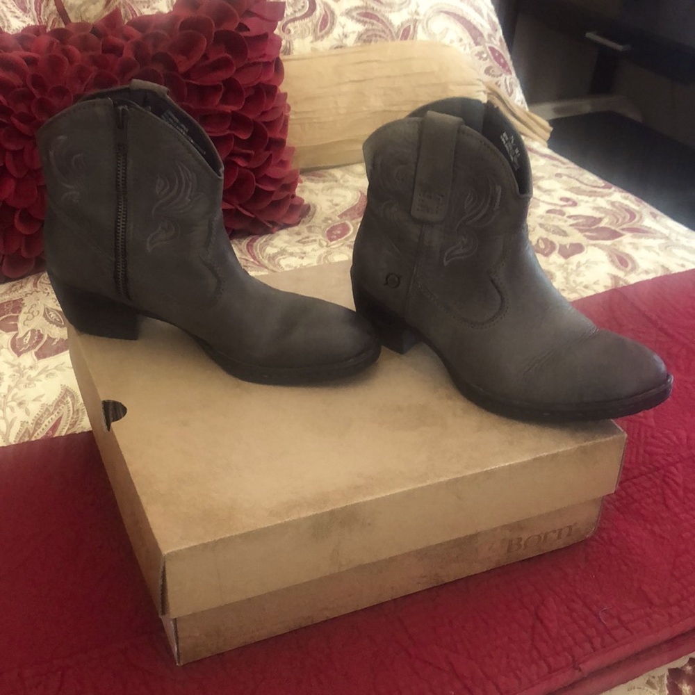 Born Gray Leather Booties